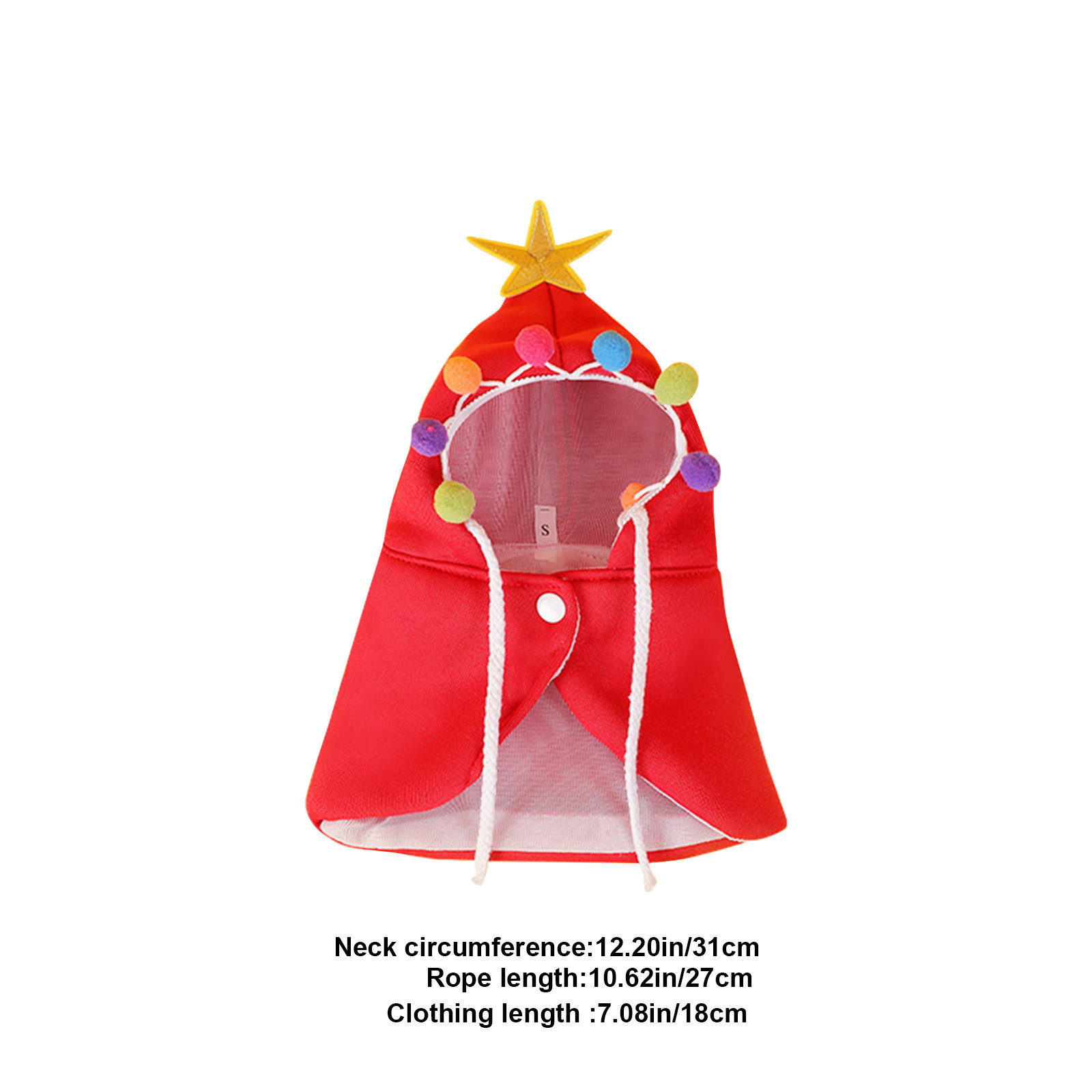 Costume De Noël Pour Chat/chien – Cape Sapin Avec étoile Et Pompons – Taille M (env. 30 Cm) – Vert