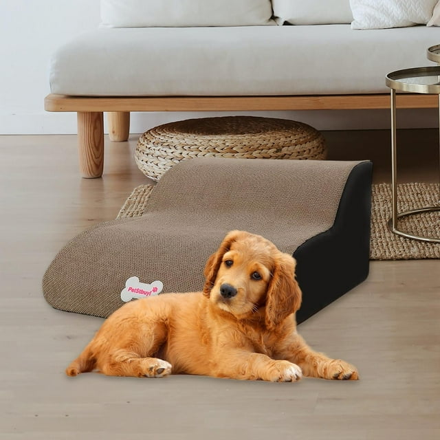 Dog Sofa Bed, 2 Steps Pet Stairs, Easy Climb Dog Ramp Steps, Washable Camel