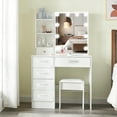 thumbnail image 4 of JBLCC Modern Vanity Set with Lighted Mirror, Vanity Table with 6 Drawers, Dressing Table Makeup Desk with Stool, White, 4 of 10