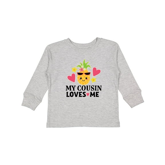 Inktastic My Cousin Loves Me Pineapple Girls Long Sleeve Toddler T-Shirt