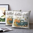 thumbnail image 2 of Thanksgiving Pillow Covers 16x16 Set of 2, Fall Green Truck Pumpkin Sunflower Maple Leaf Throw Pillow Covers Decorative Couch Cushion Cover, Microfiber Soft Pillowcases for Bedroom Living Room Sofa, 2 of 9