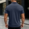 thumbnail image 5 of Men Geometric Embossed Polo Shirt, Cooling Breathable Short Sleeve Lapel Collar 3 Button Business Casual Summer Top Size 3XL Navy, 5 of 7