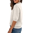 thumbnail image 4 of Women's Sweaters Casual High Neck Short Sleeve Knit Summer Pullover Sweater Tops Beige M, 4 of 5