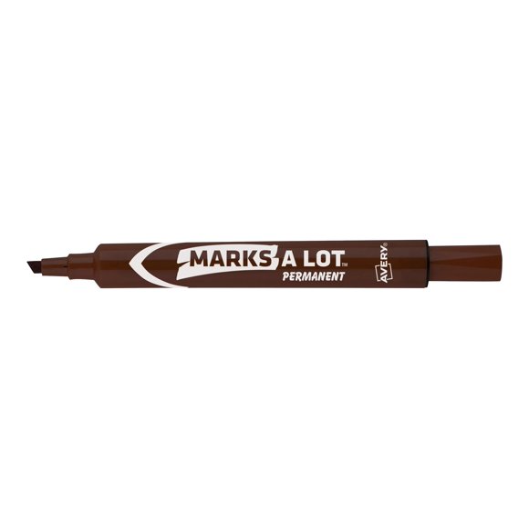 Marks-A-Lot Large Desk-Style Permanent Marker, Chisel Tip, Brown, Dozen