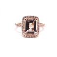 thumbnail image 3 of HeartsAndYou 4ct Emerald Cut Natural Peach Morganite Moissanite Halo Ring 14k SOLID Rose Gold, 3 of 9