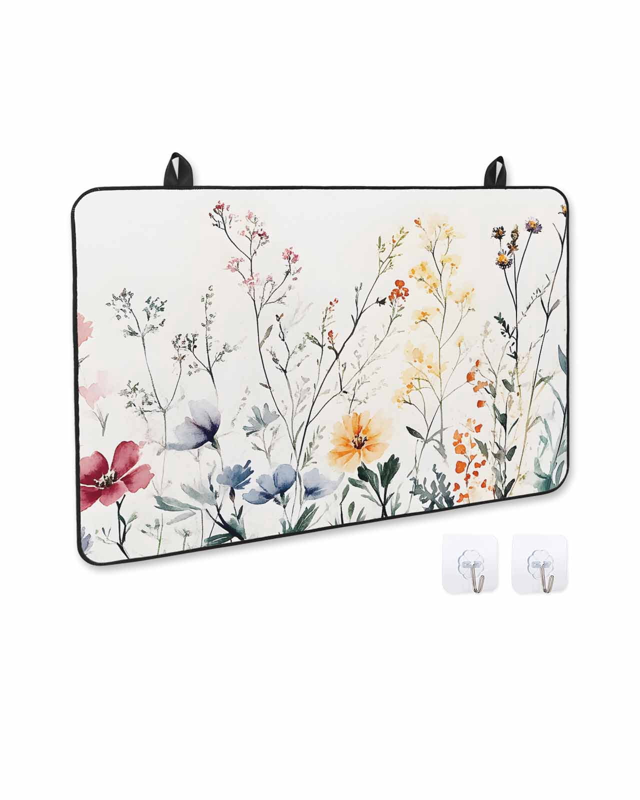 nqOlkjepod Large Induction Cooktop Protector Mat 24"x21", Botanical Floral Stove Top Covers for Electric Stove, Spring Summer Farmhouse Flowers Stove Burner Cover Mats, Glass Top Stove Cover