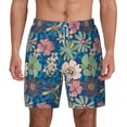 thumbnail image 2 of Picia Colorful Flowers pattern Mens Swim Trunks with Compression Liner Stretch Beach Shorts Quick Dry with Zipper Pockets No-Chafing Board Shorts-Large, 2 of 9