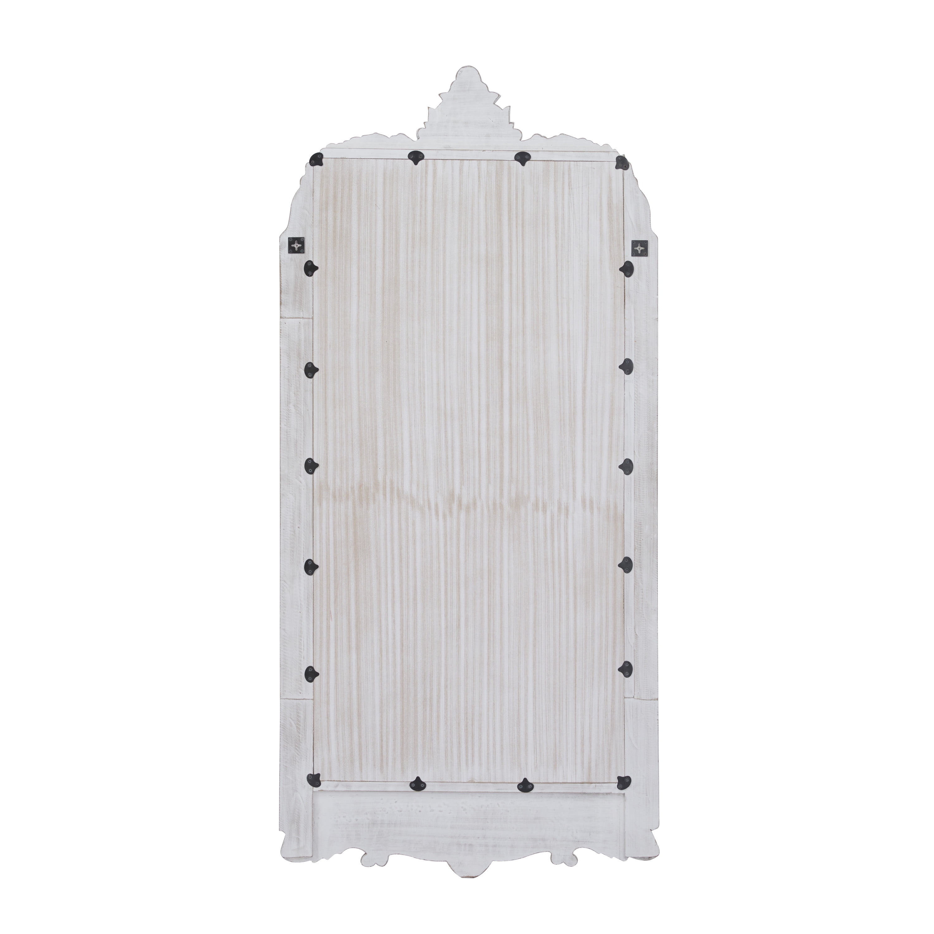 DecMode 36" x 77" White Intricately Carved Acanthus Floral Wall Mirror