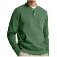 thumbnail image 2 of Summer Savings Evergreen Men's and Big Men's Long Sleeve Shirts, Man Solid-Color Casual Button Pocket Sweatshirt Long Sleeve V-Neck Tops Green M, 2 of 4