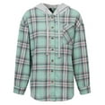 thumbnail image 1 of Women‘s Casual Drawstring Hooded Plaid Pattern Button Down Shirt Hoodie Jacket, 1 of 9