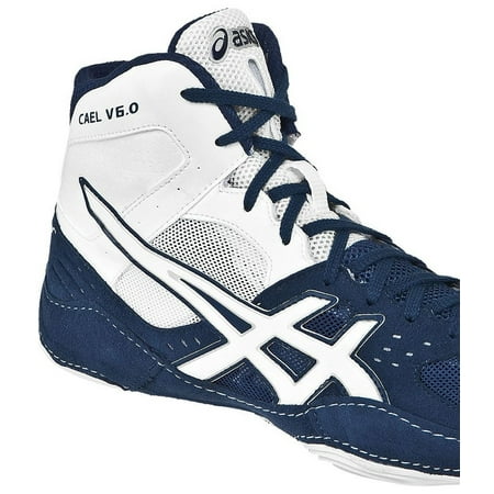 - ASICS Men's Cael V6.0 Wrestling Shoe (Navy/White, 8.5)