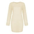 thumbnail image 4 of LUXUR Robe Chandail pour Femmes en Peluche Chandail à Manches Longues Mini Robes en Polaire Abricot 2TG, 4 of 4