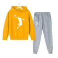 thumbnail image 3 of Conjunto de 2 piezas de sudadera con capucha y pantalones deportivos para niños de 4 a 14 años, conjuntos casuales para niñas, chándales, ropa para niños, otoño y primavera, 3 of 5
