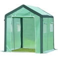 thumbnail image 5 of SYNGAR Walk-In Greenhouse 8.2' X 5.9' X 5.7', Garden Accessory Tent with 2 Zipper Entry Doors and 4 Roll-Up Windows for Patio Backyard Garden Growing Flower, Green, LJ1833, 5 of 6