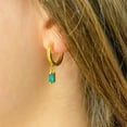 thumbnail image 4 of Emerald Green Huggie Earrings green gold, 4 of 5