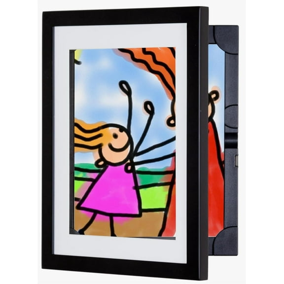 Li’l Davinci Art Cabinet, Stores up to 50 Pieces of 8.5 x 11 inch Art, Outer Wooden Frame Dimensions 11.75 x 14.75 inches, Kids Art Frame, Front Opening, Hangs Vertical or Horizontal, Black