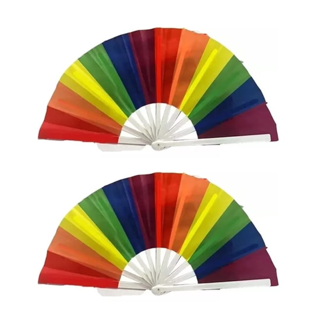 Pack 2 Abanico Grande Pericón Truena Al Abrir Muchos Colores Arcoiris Vertical