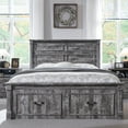 thumbnail image 3 of wow97e Farmhouse Full Size Bed Framewith 51" Tall Headboard & 20" Roman Column Footboard, Wood Platform Frame with 2 Large Storage Drawers, No Box Spring Needed, 3 of 7