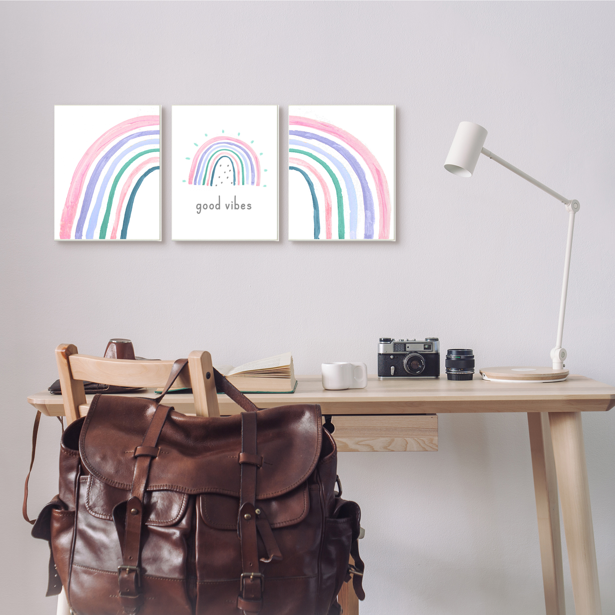 Stupell Industries Playful Good Vibes Rainbow Pastel Pink Purple Arches, 10 x 15, Design by Daphne Polselli