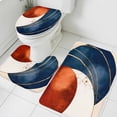 thumbnail image 3 of Navy Blue Burnt Orange Bath Mat 3 Piece Bathroom Rug Set, Modern Boho Art Geometric Non Slip Bath Rug Contour Mat and Toilet Lid Cover, Absorbent Shower Mats Soft Bath Rugs and Mats Sets, 3 of 8