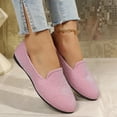 thumbnail image 4 of Pink Ladies Breathable Cloth Flat Shoes Solid Color Slip On Round Toe Casual 2026 Summer Lightweight Comfortable Trendy Daily Walk, 4 of 9