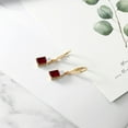 thumbnail image 4 of Gem Stone King 18K Yellow Gold Plated Silver Red Garnet Dangle Earrings for Women (5.22 Cttw, Gemstone January Birthstone, Octagon 9X7MM), 4 of 4