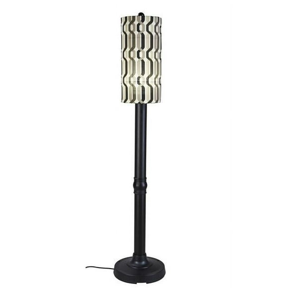 Patio Living Concepts Coronado 70 Po Lampe sur Pied 62250 avec Corps Noir de 3 Po et Nouveau Abat-Jour en Tissu Torsadé Caviar pour l'Extérieur