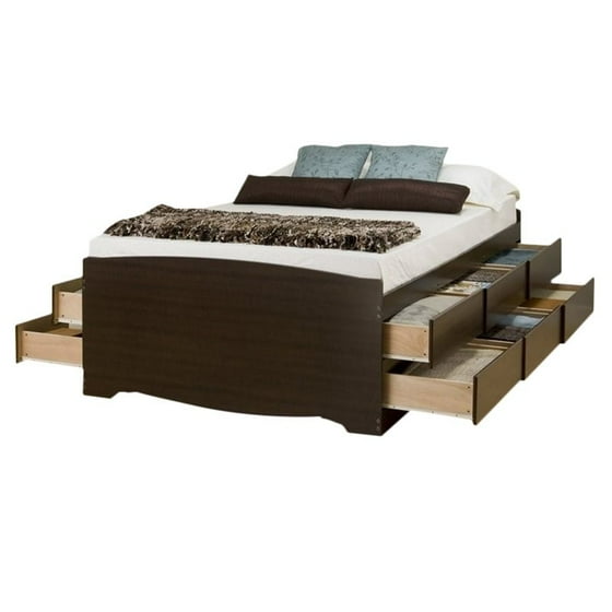 Bowery Hill Tall Queen Platform Storage Bed With Drawer In Black Bowery Hill Tall Queen Platform Storage Bed With Drawer In Black Com