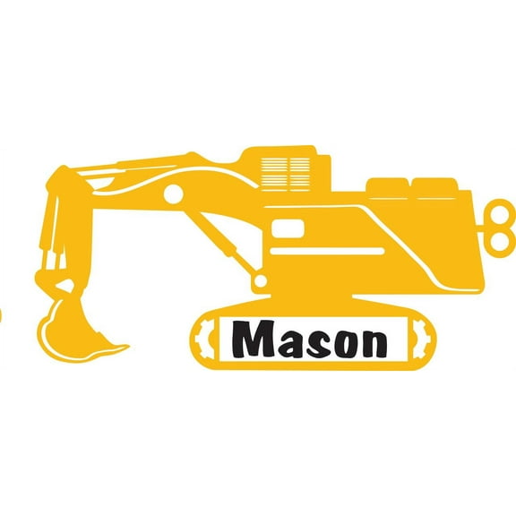 Personalized Name Decal Sticker Custom Initial Wall Art Personalization Decor Childrens Boy Bedroom Construction Truck Heavy Equipment Digger Toy 12 Inches X 18 Inches
