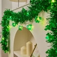 thumbnail image 6 of SDJMa 13.12 ft St. Patrick's Day Shamrock Tinsel Garland with LED String Light, Twist Metallic Wire Garland for Irish Day Hanging Decor, 6 of 9