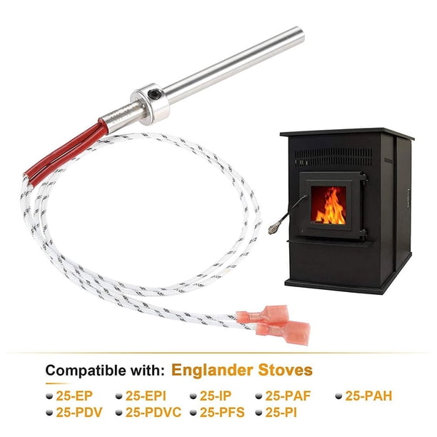 Varilla Encendedor Para Estufa De Pellets - Elemento De Ignición 300W Con Rosca De 3/8, Color Plateado