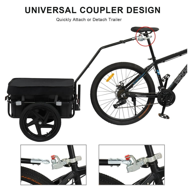  PEXMOR Bike Cargo Trailer, Foldable Bicycle Cart Bike Wagon  Trailer w/Universal Bike Hitch & 20 Quick Release Wheel, Folding Bike  Luggage Carrier w/Waterproof Cover, Large Loading Bike Storage Cart 