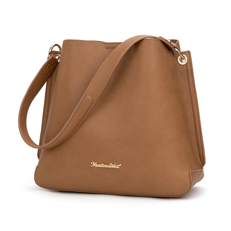 Montana West Hobo Purse for Women Bucket Shoulder Bag with Crossbody Strap, Brown