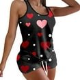 thumbnail image 2 of Ensembles de Pyjama pour Femmes 2 Pcs Ensemble Imprimé Saint-Valentin Taille Élastique Shorts Pyjamas, 2 of 5