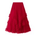 thumbnail image 4 of Sngxgn Women High Elastic Waist Pleated Skirt Mini Swing A-line Skirts(Red,One Size), 4 of 8