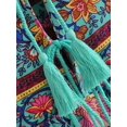 thumbnail image 4 of Spring Summer Women Lace-up Tassel Ethnic Wild Floral Print Vocation Beach Bohemian Maxi Dress Boho Dress Robe, 4 of 6