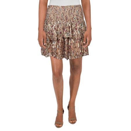 Ramy Brook Womens Roxanne Skirt Tiered Runched Mini Skirt