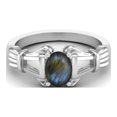 thumbnail image 1 of Solid 925 Sterling Silver 7x5mm Oval Shape Labradorite Engagement Women Ring, 1 of 3