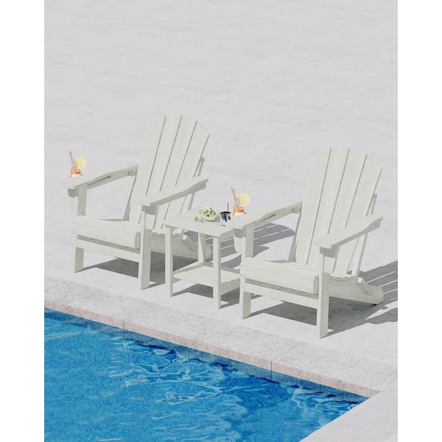 Chaise Adirondack Pliante – Chaise de Patio Extérieure en HDPE Résistante aux Intempéries avec Texture Grain de Bois