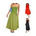 thumbnail image 2 of Gupgi Women's Long Cami Dress Backless Detachable Spaghetti Strap Ruched A-Line Dress for Party Club, 2 of 9