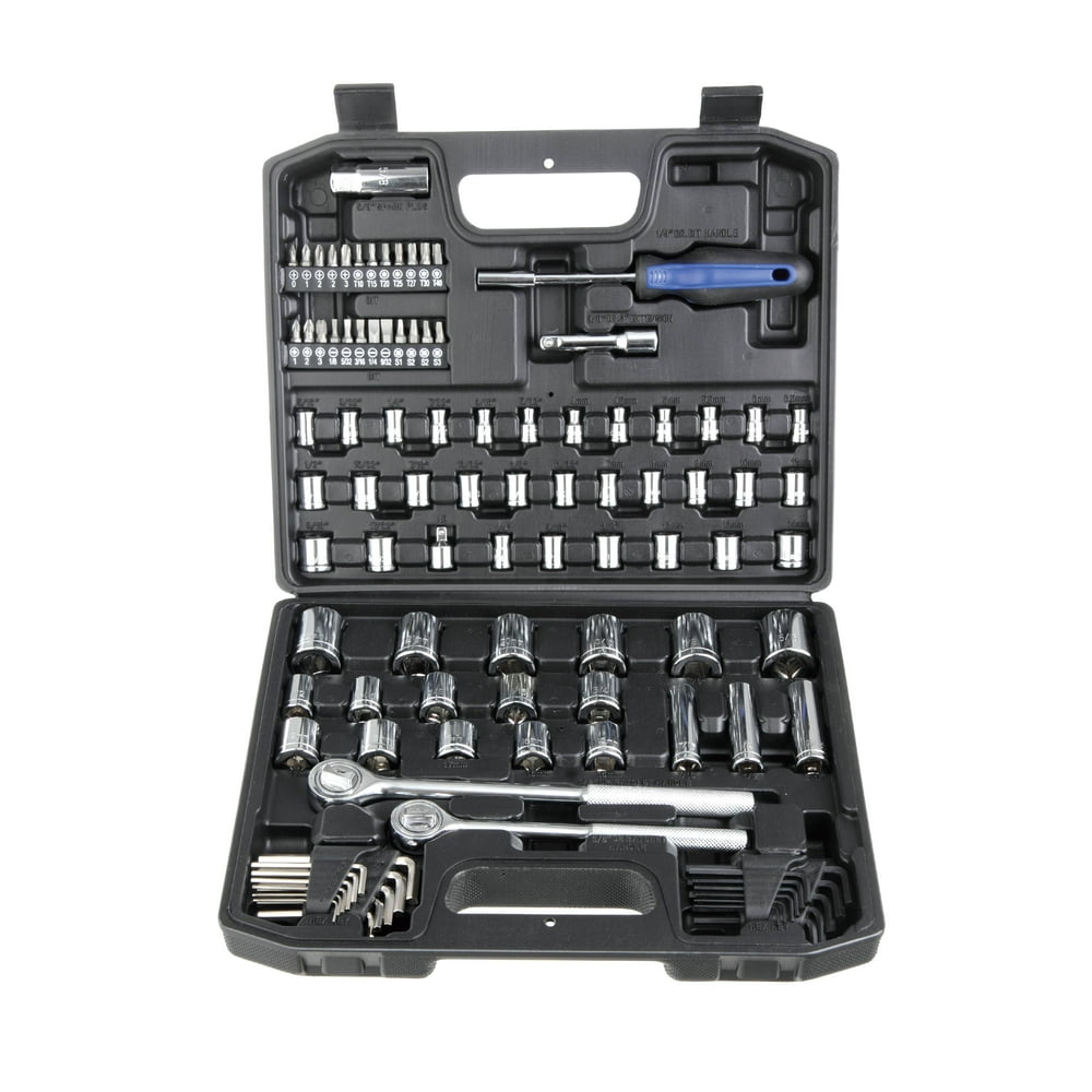 Hyper Tough 107 Piece 1/4 inch, 3/8 inch and 1/2 inch Drive Socket Set UJ5399TA