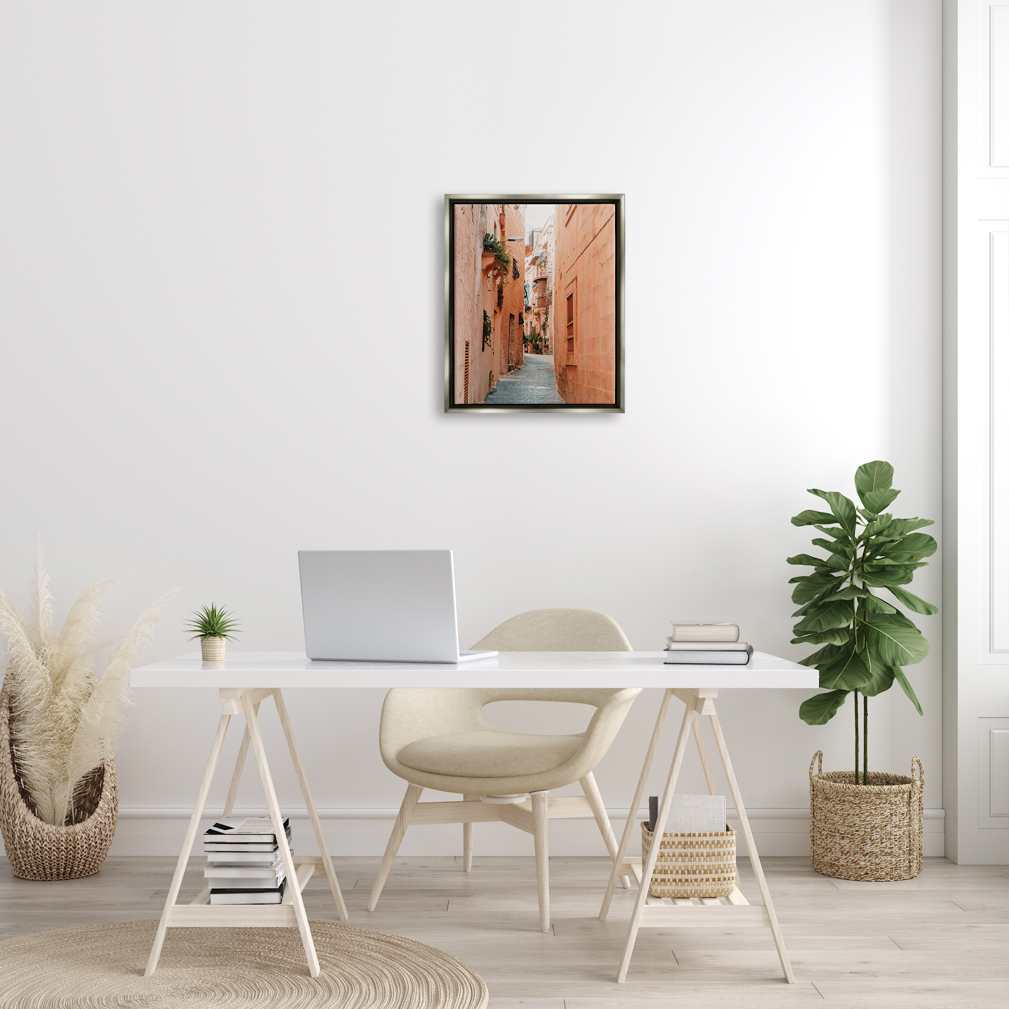 Stupell Urban Alley Path Photography Town & City Photography Gray Floater Framed Art Print Wall Art