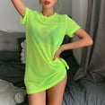 thumbnail image 2 of Douhoow Women Solid See Through Sheer Mesh Bikini Cover Up Swimwear Summer Beach Mini Dress, 2 of 6