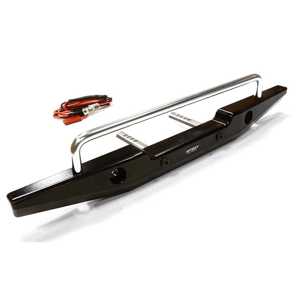 Integy RC Toy Model Hop-ups C26374BLACK Realistic Metal Rear Bumper with LED for Axial SCX-10 43mm Mount