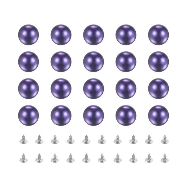 Perla Remache Pernos Kit, 10mm Perla Remaches sin Agujero Imitación Perlas Remaches Botones para Bricolaje Jarrón Rellenos Boda Fiesta Hogar Decoración, Azul Púrpura 50 Juegos