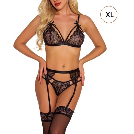 

Women Enchanting Lace Underwear Sleepwear Garter Belt Nightwear Lingerie Black XL