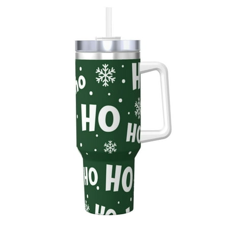 

Zeuib Ho Ho Ho A Printed Insulated Stainless Steel Hot/Cold Coffee Cup 40oz Ice Bully With Handle Tumbler with Straw and Handle Insulated Water Bottle Travel Mug Cup