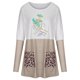 thumbnail image 5 of Moda mujer casual impreso cuello redondo manga larga otoño blusa pullver tops Pompotops FGAJ8808, 5 of 8