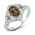 thumbnail image 2 of 1.20 Ctw Oval Smoky Quartz 925 Sterling Silver Solitaire Women Bridal Mother's Day Gift Ring, 2 of 3