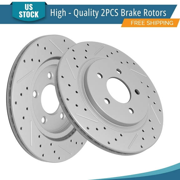 YXPCARS 2PCS Rear Brake Rotors(1120.61087), Drilled & Slotted Disc Rotors Kit for Ford Mustang 2005-2012 All Models 2013 Base-Boss 302-GT 2014 Base GT